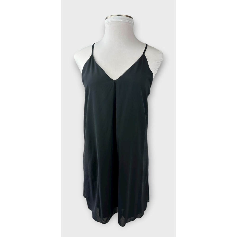 Alice + Olivia Fierra Y-back Silk Blend Racerback Slip Mini Dress Black Sz Large - Picture 15 of 16